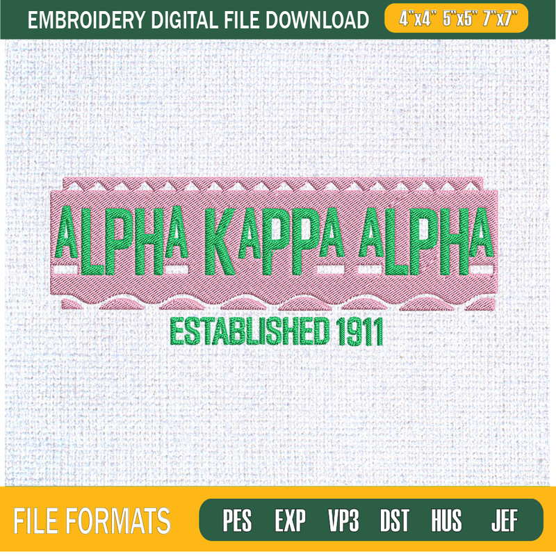 Alpha Kappa Alpha Embroidery Designs, Historically Black Colleges and Universities Machine Embroidery Design, Machine Embroidery Designs - Premium & Original SV