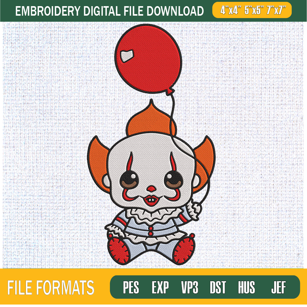 Baby Clown IT Embroidery Designs, Halloween Machine Embroidery Design, Machine Embroidery Designs - Premium & Original SVG Cut Files 1.jpg