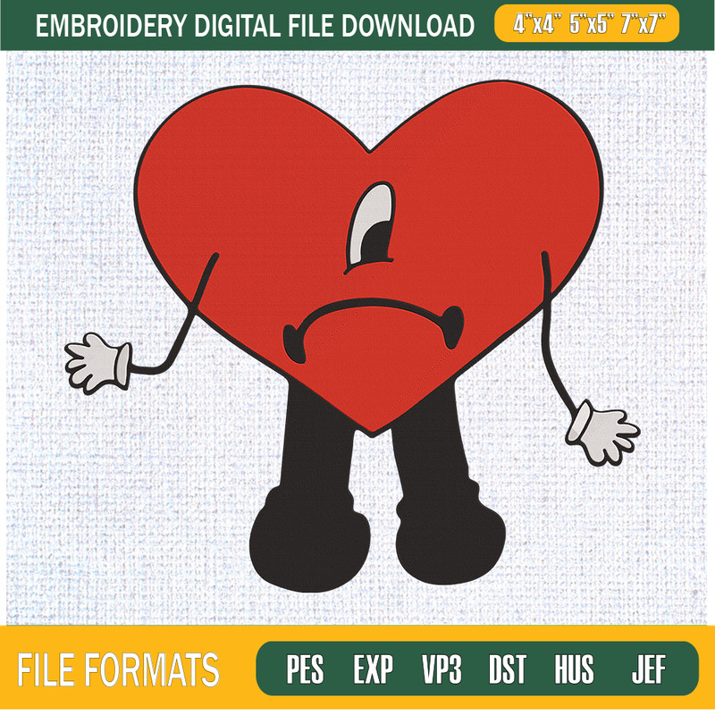 Bad Bunny Sad Heart Embroidery Designs, Sad Emoji Machine Embroidery Design, Machine Embroidery Designs - Premium & Original SVG Cut Files.jpg