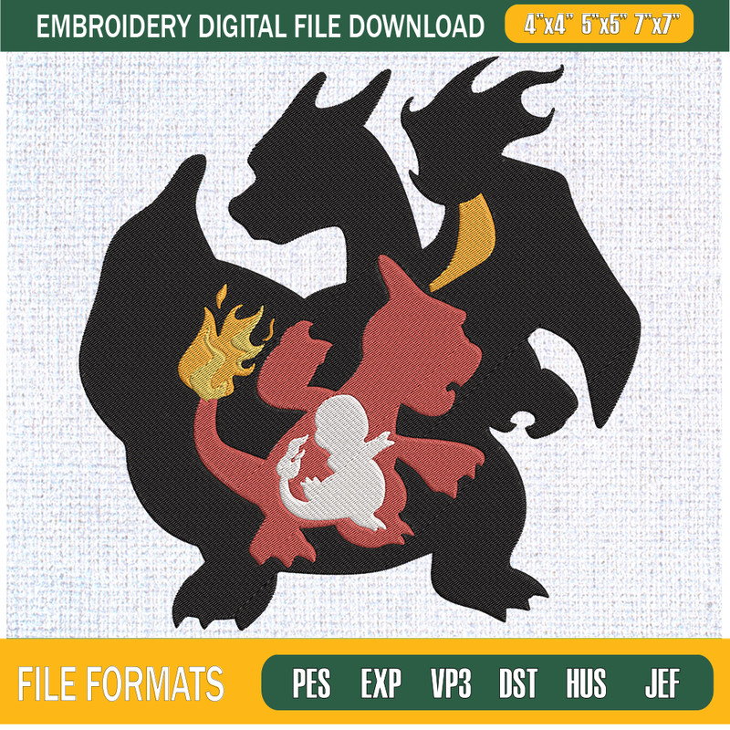Charmander Evolution Embroidery Designs, Pokemon Machine Embroidery Design, Machine Embroidery Designs - Premium & Original SVG Cut Files.jpg