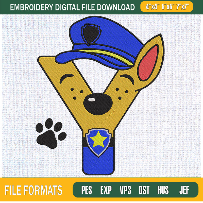 Chase Letter Y Embroidery Designs, Cartoon Machine Embroidery Design, Machine Embroidery Designs - Premium & Original SVG Cut Files.jpg