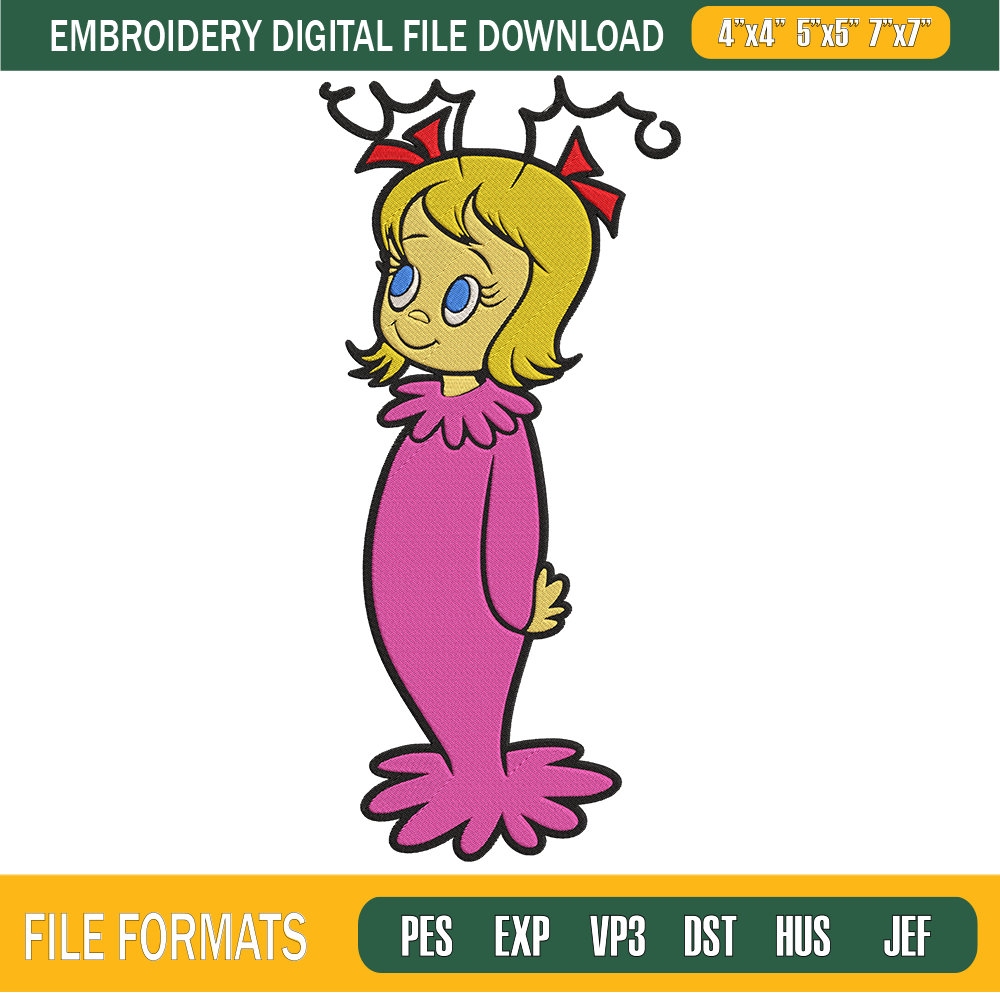Cindy Lou Who Embroidery Designs, Christmas Machine Embroidery Design, Machine Embroidery Designs - Premium & Original SVG Cut Files.png