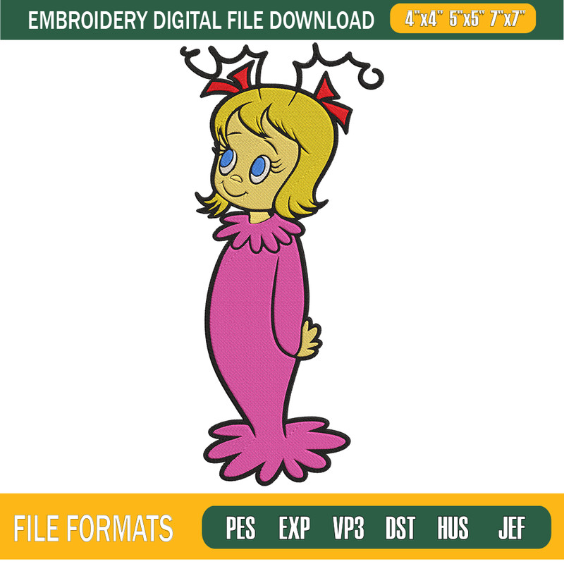 Cindy Lou Who Embroidery Designs, Christmas Machine Embroidery Design, Machine Embroidery Designs - Premium & Original SVG Cut Files.png