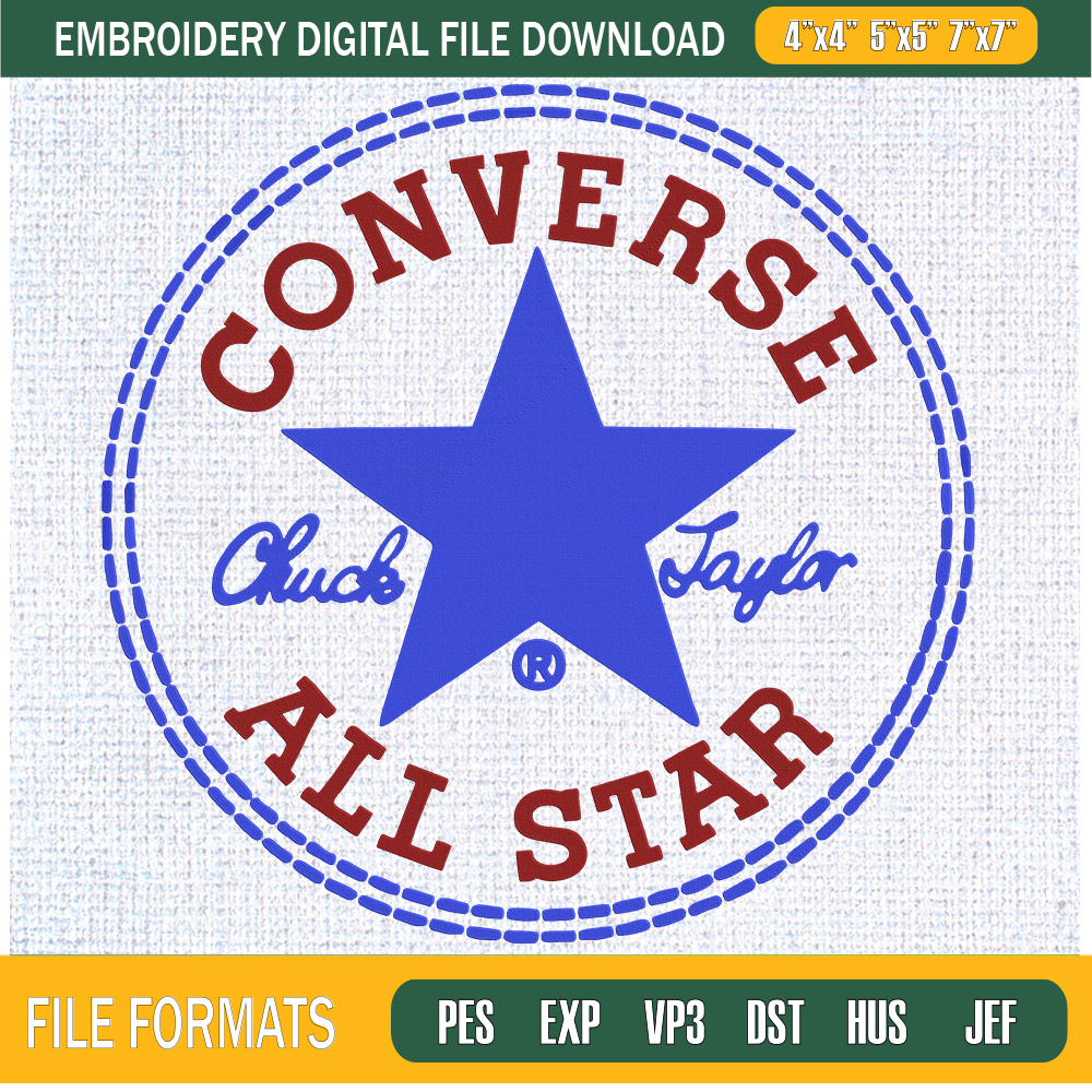 Converse Chuck Taylor All Star Logo Embroidery Designs, Converse Logo Machine Embroidery Design, Machine Embroidery Designs - Premium & Original SVG Cut Files.j