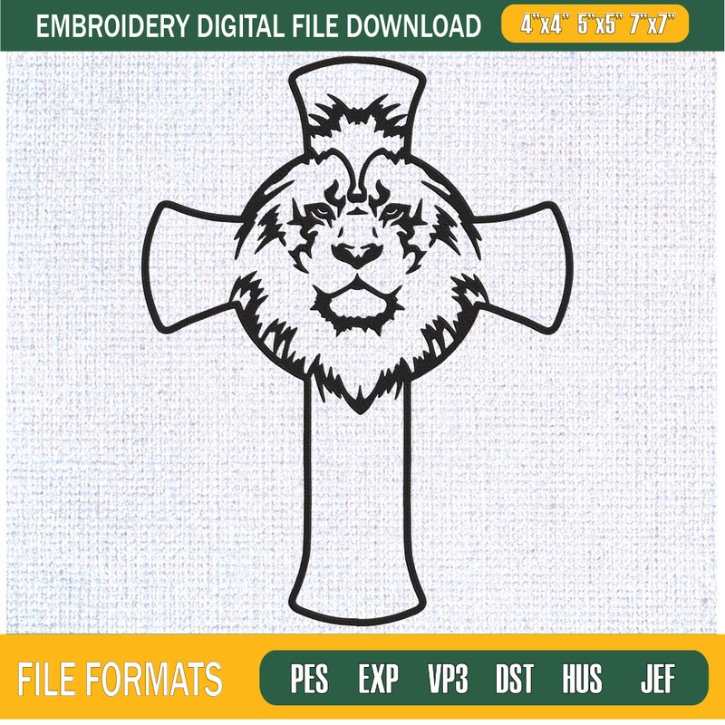 Cross Lion Embroidery Designs, God Machine Embroidery Design, Machine Embroidery Designs - Premium & Original SVG Cut Files.jpg