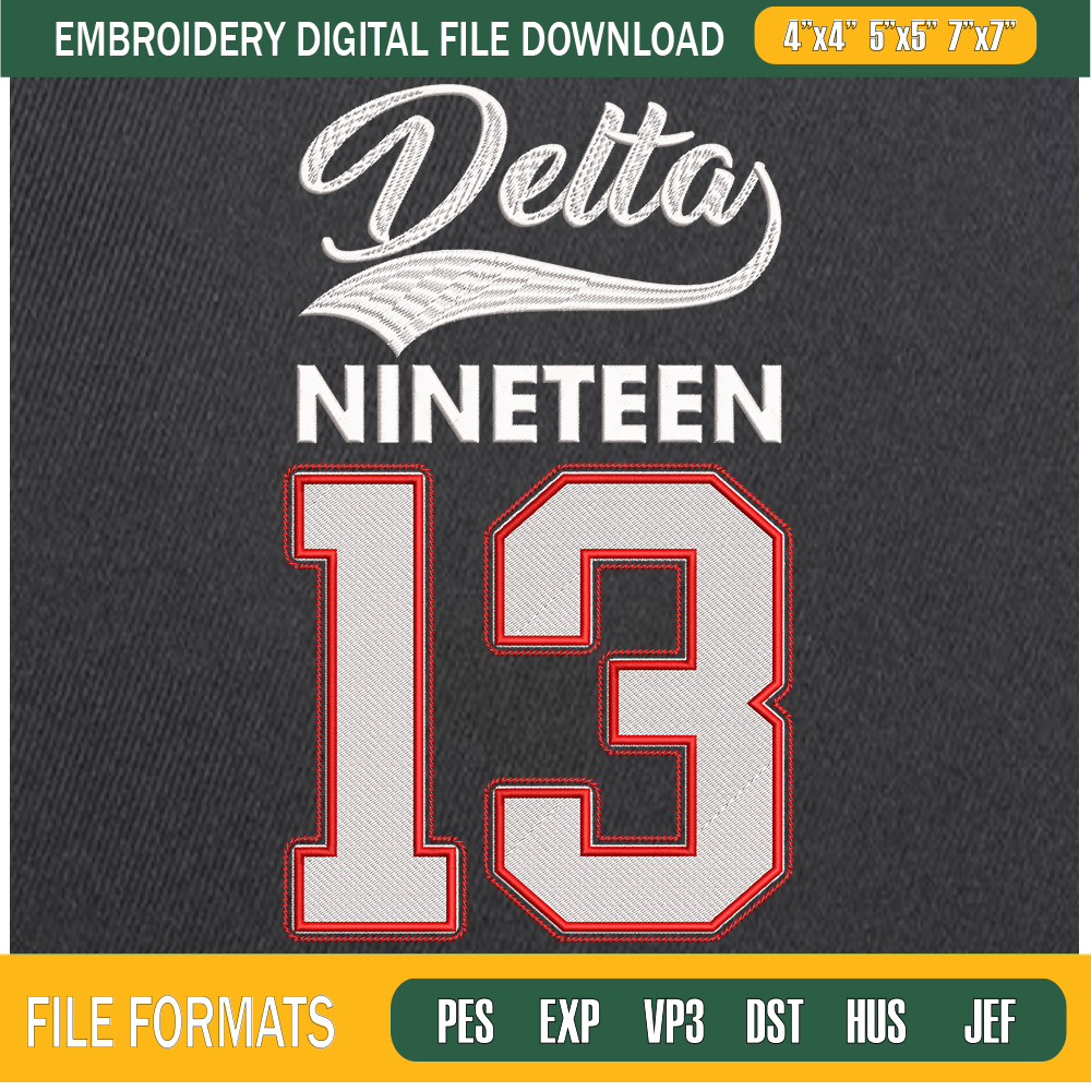Delta Nineteen 13 Embroidery Designs, Historically Black Colleges and Universities Machine Embroidery Design, Machine Embroidery Designs - Premium & Original SV