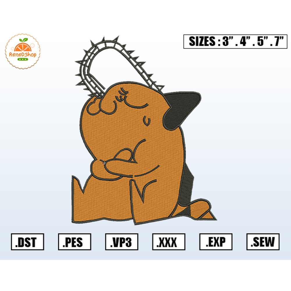 Chainsaw Man Embroidery Designs, Anime Embroidery Designs, Machine Embroidery Design file, Pes, Dst, Jef, Vp3, Exp, Hus,.jpg