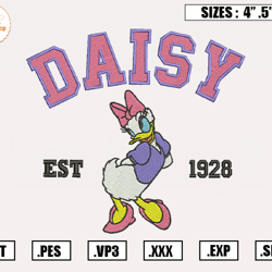 disney daisy duck est 1928 embroidery designs, disney embroidery design file instant download