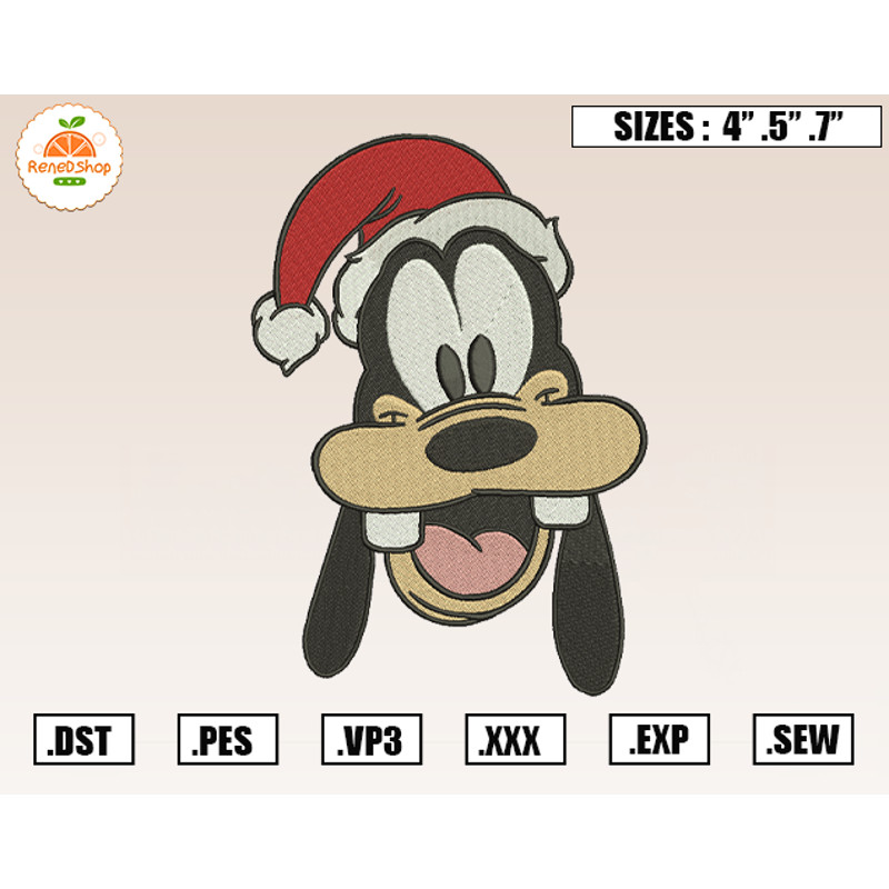 Goofy Santa Hat Embroidery Designs, Christmas Embroidery Design File Instant Download.jpg