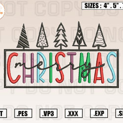 Merry Christmas Embroidery Designs, Christmas Embroidery Design File Instant Download