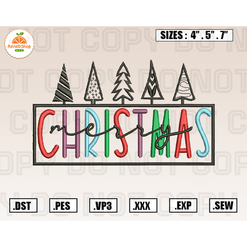 Merry Christmas Embroidery Designs, Christmas Embroidery Design File Instant Download.jpg