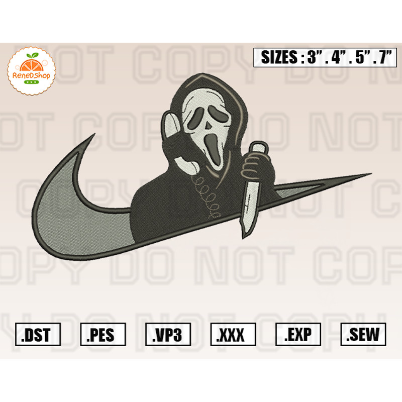 Nike x Scream Ghost Face Embroidery Designs, Halloween Embroidery Machine Design Files.jpg