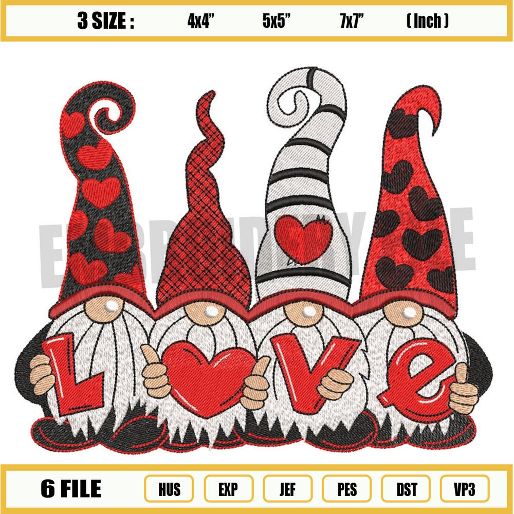 4 Valentine Gnomes, Love Embroidery File.jpg