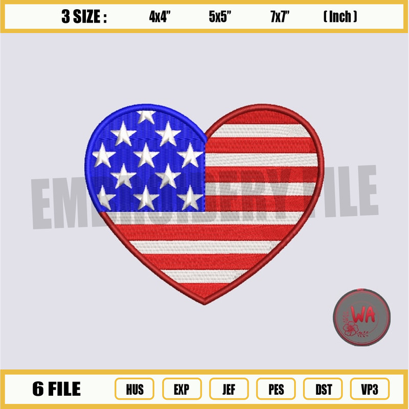 4th of July Embroidery Design, Patriotic Heart machine embroidery files, Independence day embroidery digital files, Inst.jpg