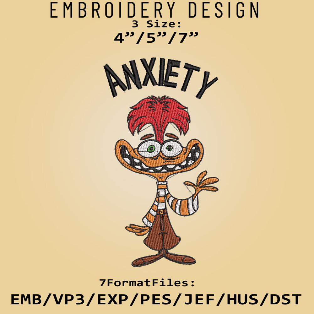 Anxiety Embroidery Files, Inside Out, Movie Inspired Embroidery Design, Machine Embroidery Design.jpg