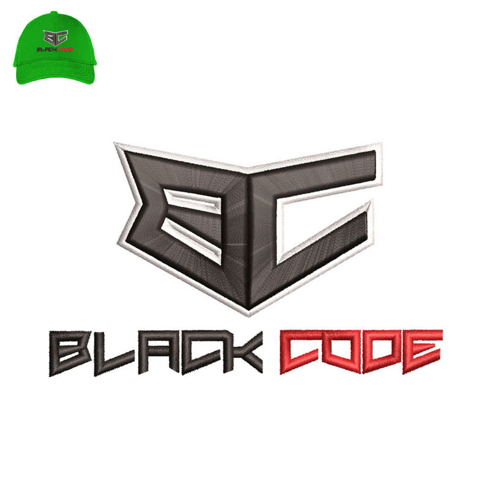 Black Code 3d Puff Embroidery logo for Cap..jpg