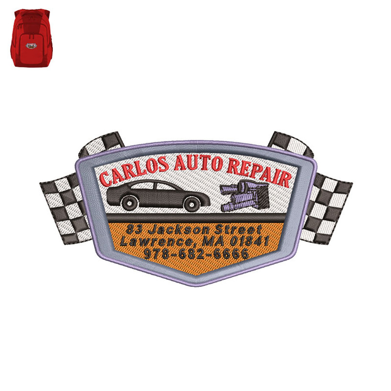 Carlos Auto Repair Embroidery logo for Bag..jpg