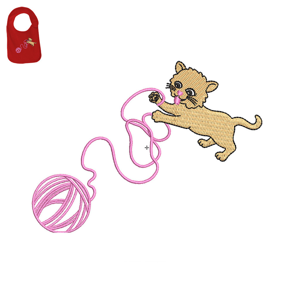 Cat Wood Embroidery logo for Baby Bib ..jpg