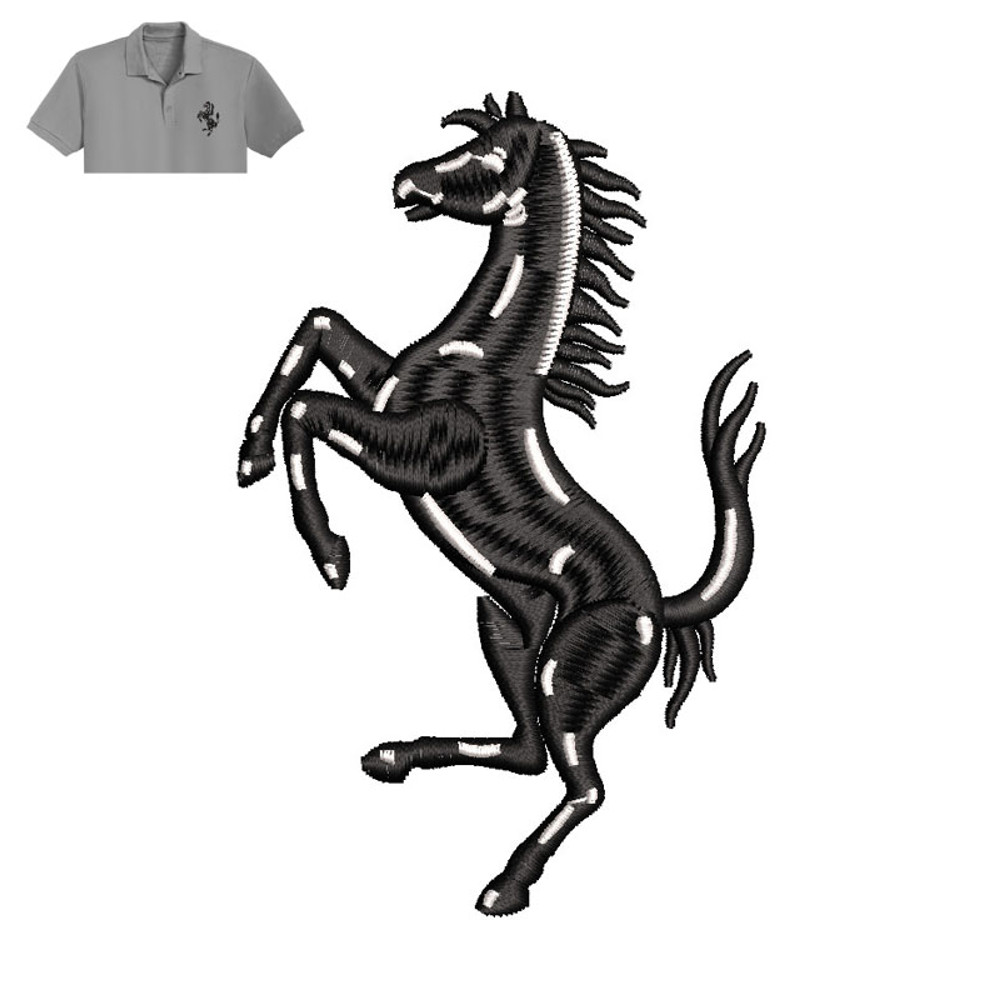 Ferrari Horse Embroidery logo for Polo Shirt..jpg