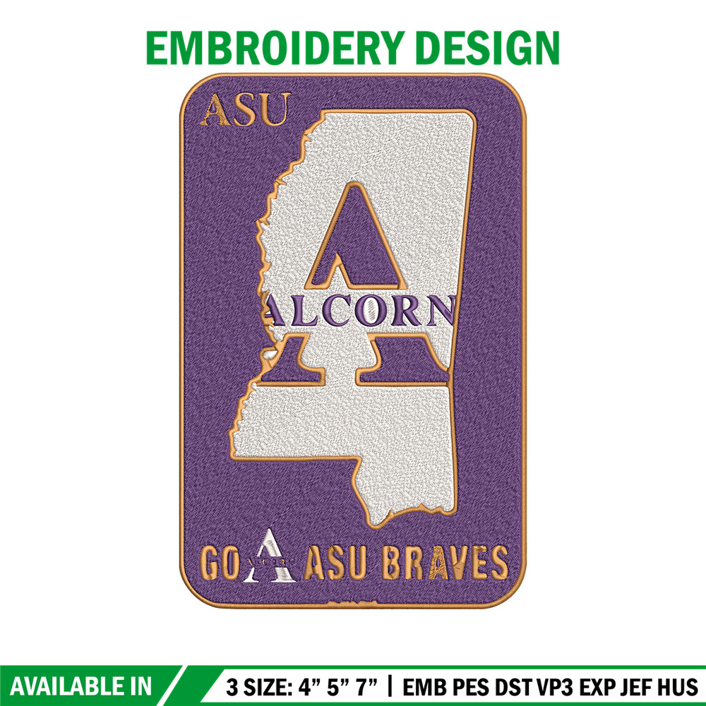 Alcorn State logo embroidery design, Logo embroidery, Sport embroidery, logo sport embroidery, Embroidery design.jpg