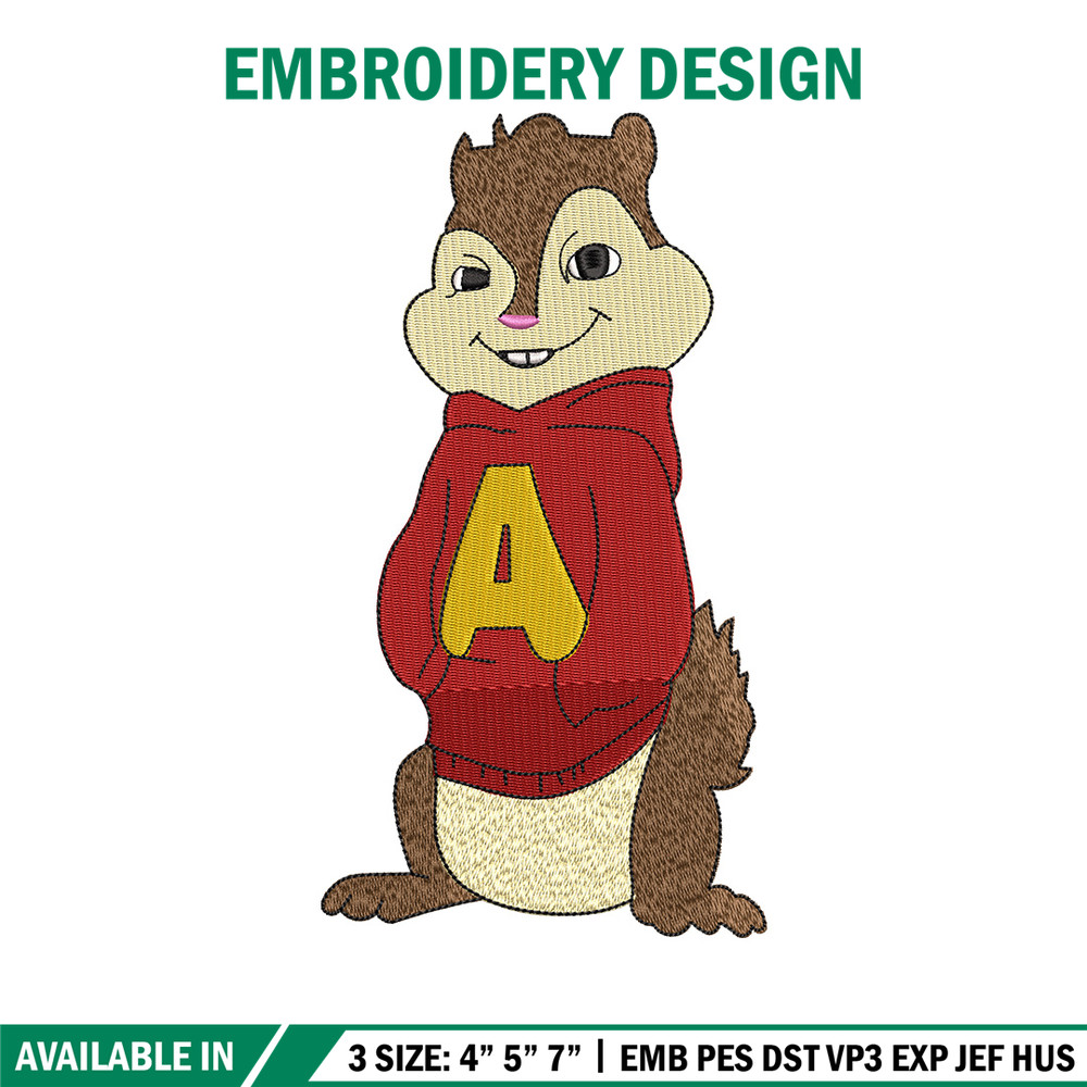 Alvin embroidery design, Chipmunks embroidery, Embroidery file, Embroidery shirt, Emb design, Digital download.jpg