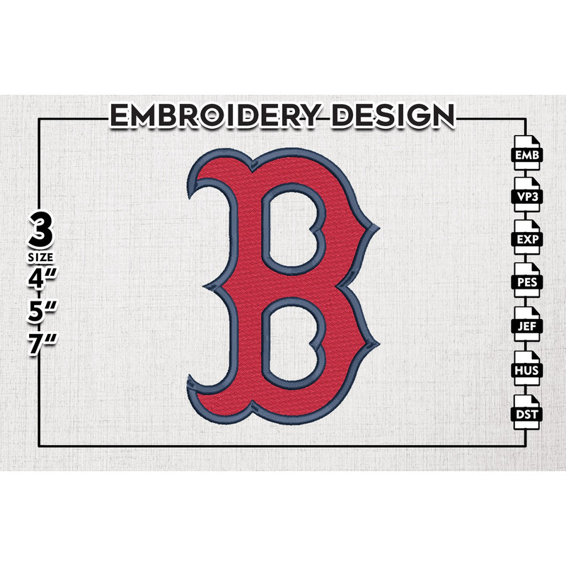 Boston Red Sox MLB B Word Logo Emb Files, MLB Boston Red Sox Team Embroidery, MLB Teams, 3 sizes, MLB Machine embroidery designs, Digital Download.png