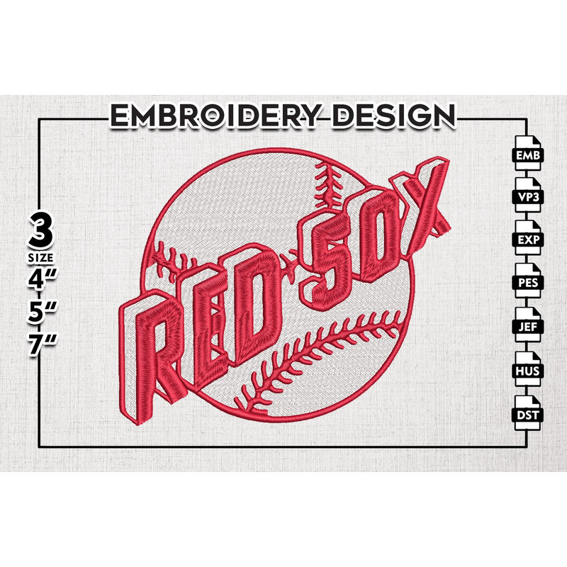 Boston Red Sox MLB Sox And Word Logo Emb Files, MLB Boston Red Sox Team Embroidery, MLB Teams, 3 sizes, MLB Machine embroidery designs, Digital Download.png