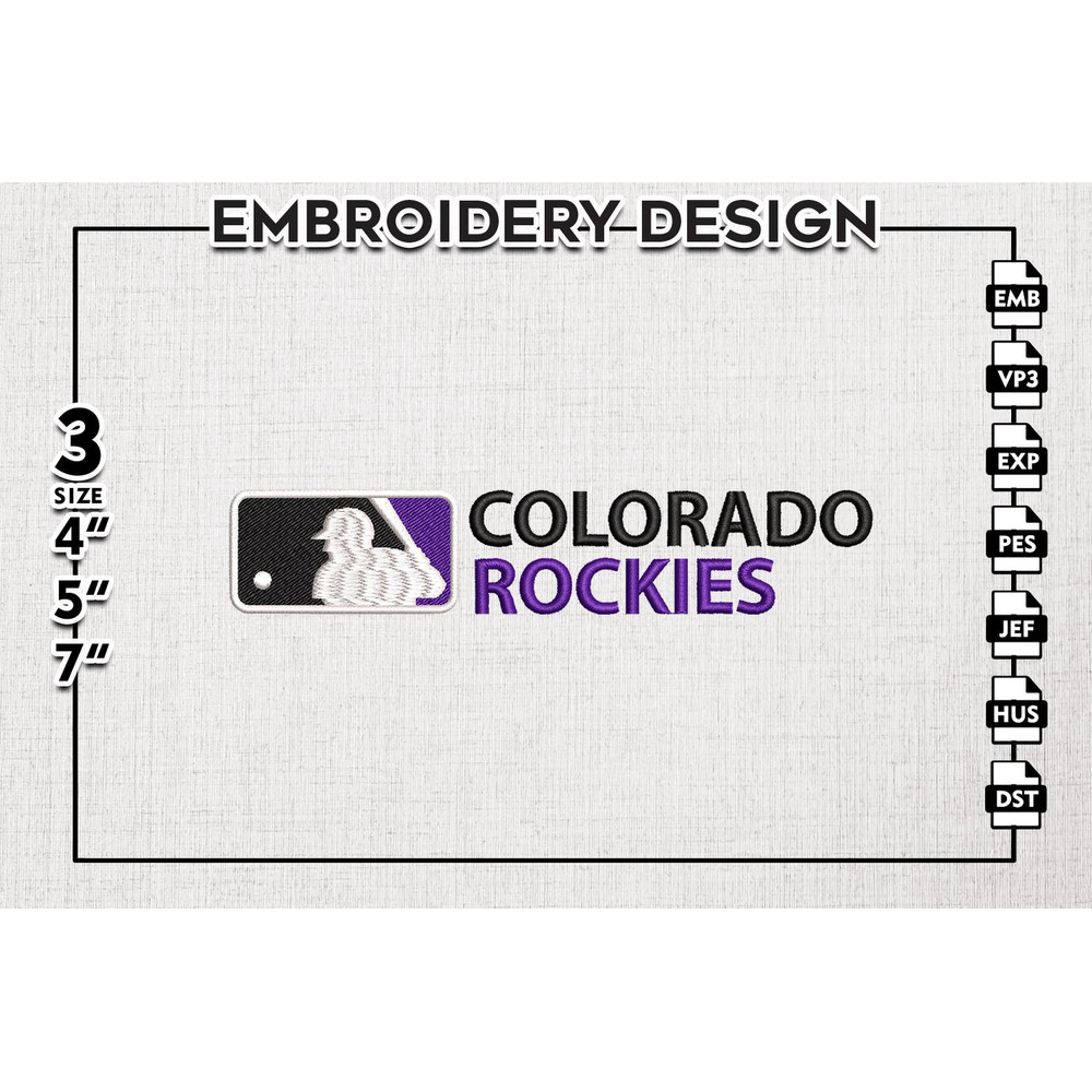 Colorado Rockies MLB Word Logo Embroidery Files, MLB Colorado Rockies Team Embroidery, MLB Teams, 3 sizes, MLB Machine embroidery designs, Digital Download.png