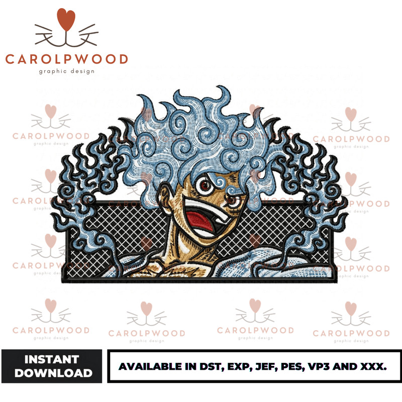 New Best Luffy Gear 5 Boxed Embroidery Design - Embroidery Market.png