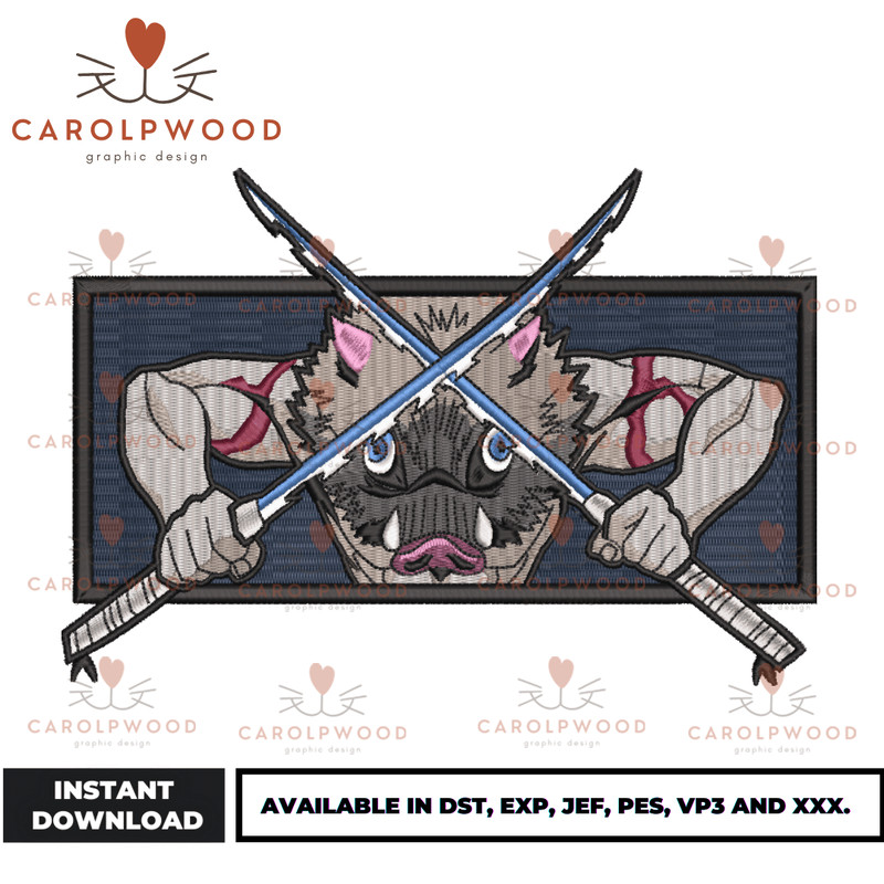 New Inosuke Design - Demon Slayer - Embroidery Market.png