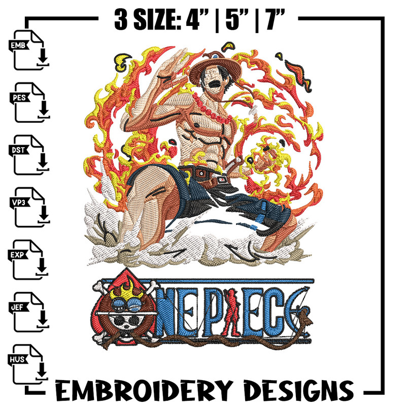 Ace Poster Embroidery Design,One piece Embroidery, Embroidery File, Anime Embroidery, Anime shirt, Digital download.jpg