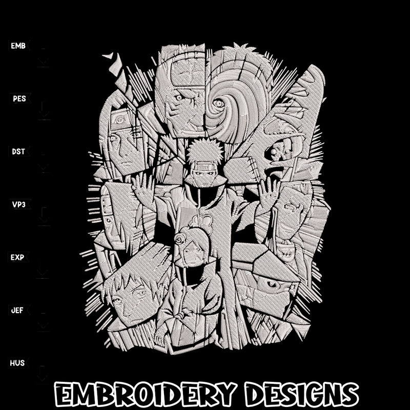 Akatsuki poster Embroidery Design, Naruto Embroidery, Embroidery File, Anime Embroidery, Anime shirt, Digital download.jpg