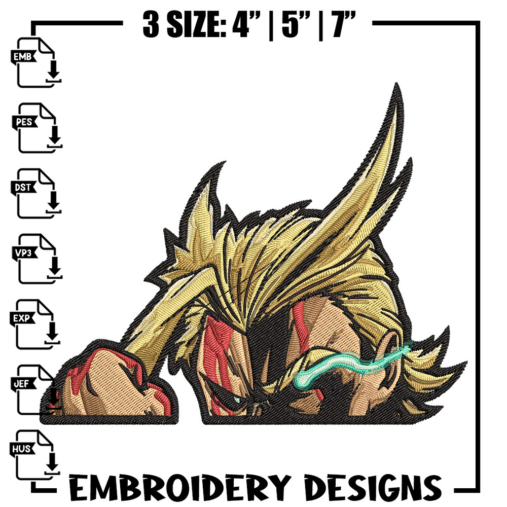 All Might Embroidery Design, Mha Embroidery, Embroidery File, Anime Embroidery, Anime shirt, Digital download.jpg