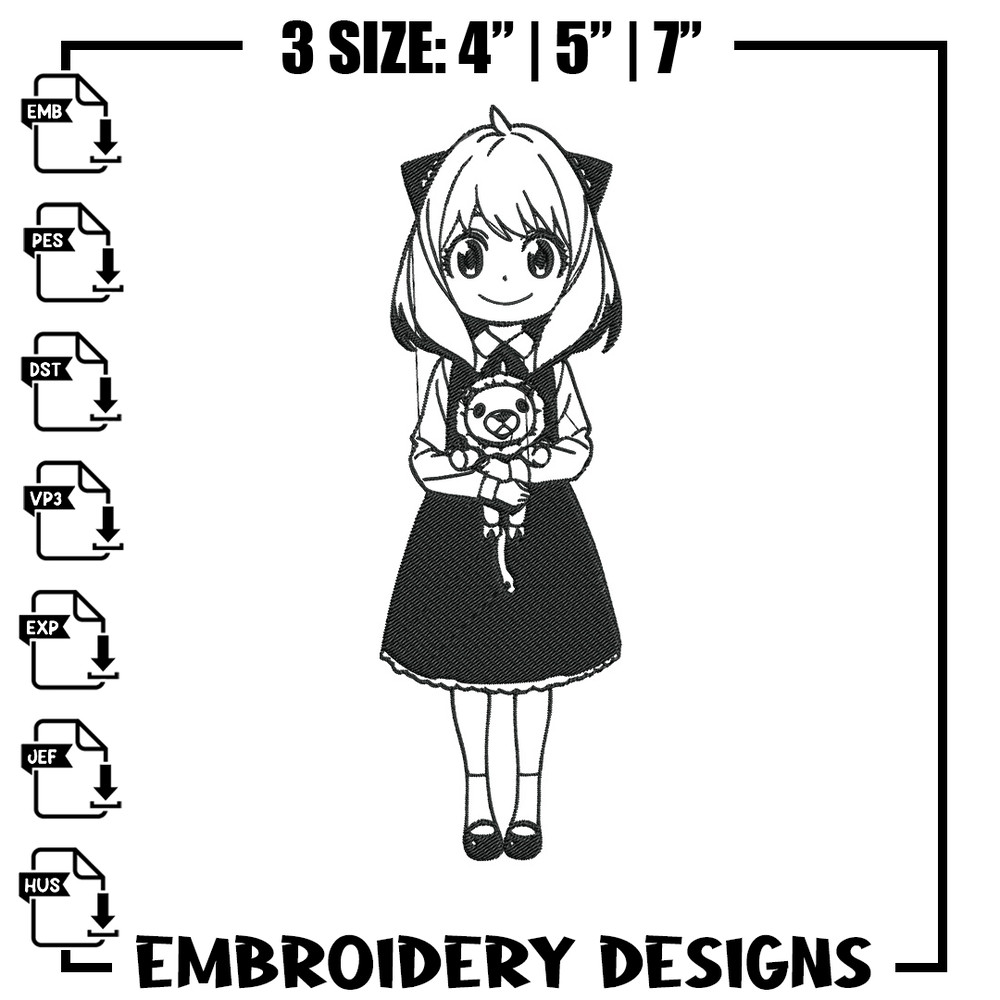 Anya Forger Embroidery Design, Spy x family Embroidery, Embroidery File, Anime Embroidery, Anime shirt,Digital download.jpg