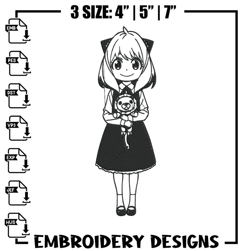 Anya Forger Embroidery Design, Spy x family Embroidery, Embroidery File, Anime Embroidery, Anime shirt,Digital download.jpg