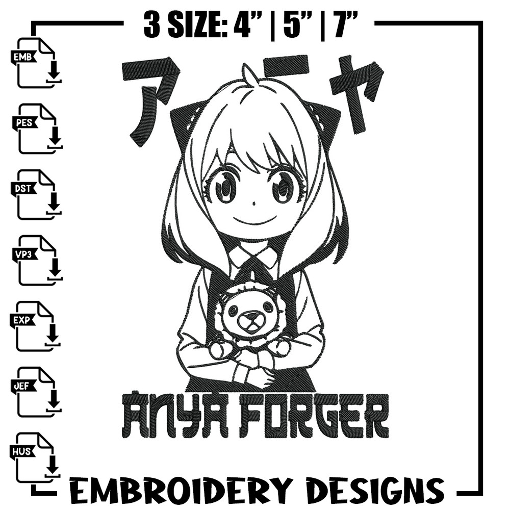Anya forger Embroidery Design, Spy x family Embroidery, Embroidery File, Anime Embroidery, Digital download.jpg