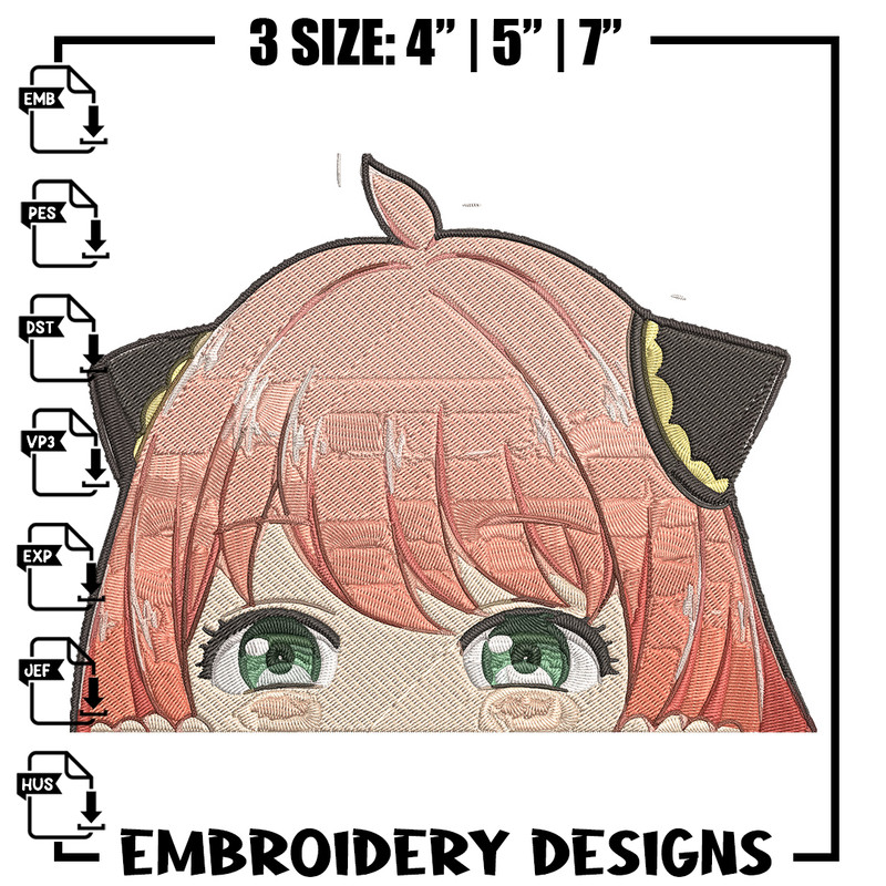 Anya Peek Embroidery Design, Spy x family Embroidery, Embroidery File, Anime Embroidery, Anime shirt, Digital download.jpg