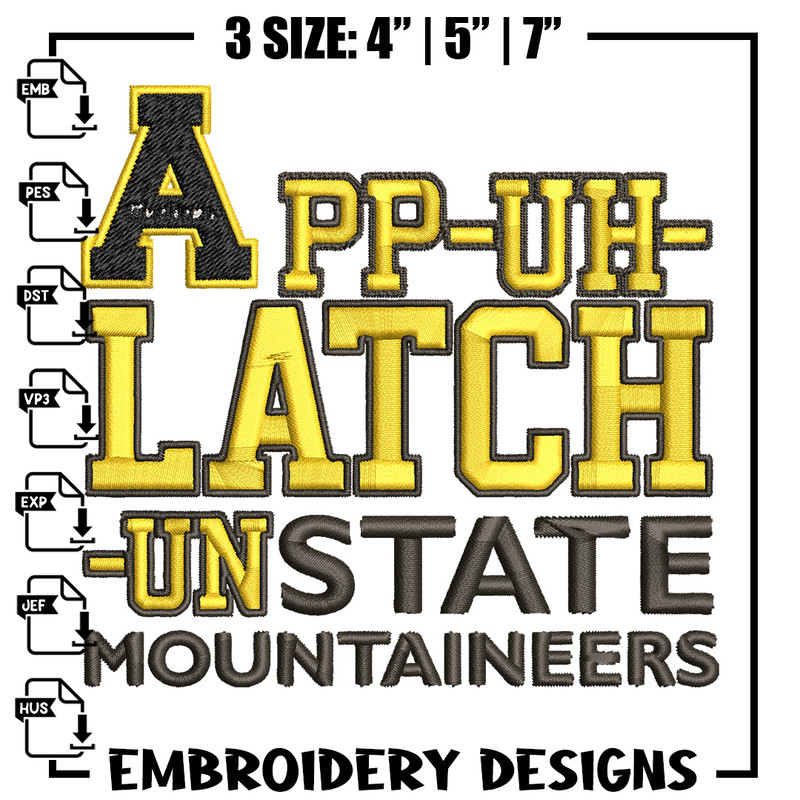 Appalachian State logo embroidery design, Sport embroidery, logo sport embroidery,Embroidery design, NCAA embroidery.jpg