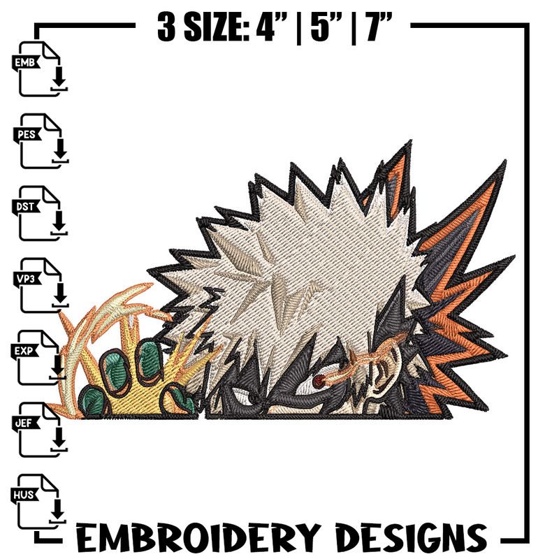 Bakugo Peeker Embroidery Design, Mha Embroidery, Embroidery File, Anime Embroidery, Anime shirt, Digital download..jpg