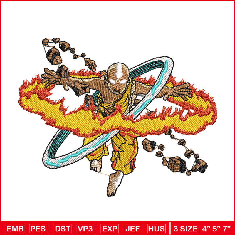 Aang embroidery design, Avatar embroidery, Anime design, Embroidery shirt, Embroidery file, Digital download 1.jpg
