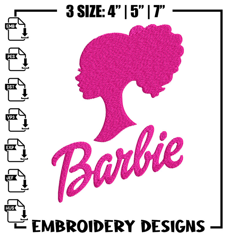 Barbie logo and her Embroidery, Barbie logo Embroidery, logo design, Embroidery File, logo shirt, Digital download..jpg