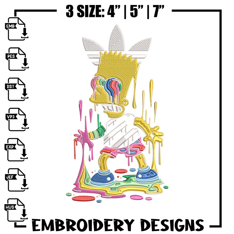Bart simpson Embroidery Design, Simpson Embroidery, Embroidery File, Adidas Embroidery, Anime shirt, Digital download..jpg