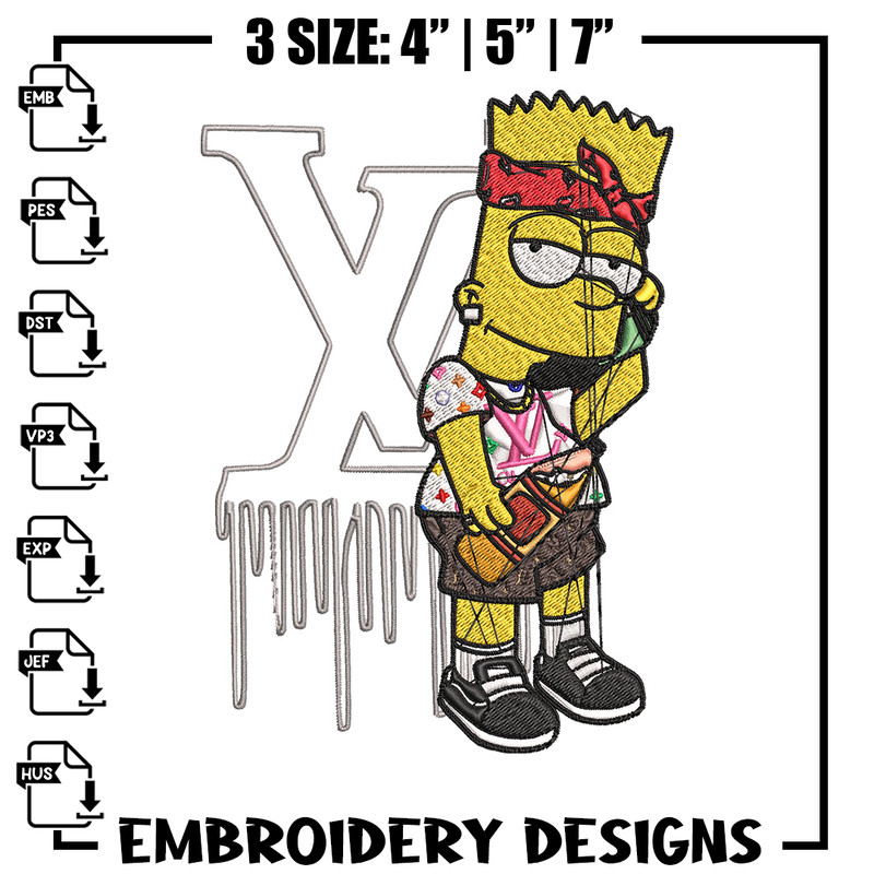 Bart simpson lv Embroidery Design, Lv Embroidery, Embroidery File, Simpson Embroidery, Logo shirt, Digital download.jpg