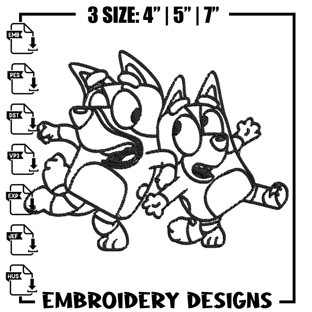 Bingo Bluey Coloring Pages Embroidery, Bluey Embroidery, Embroidery File, cartoon design, logo shirt, Digital download..jpg