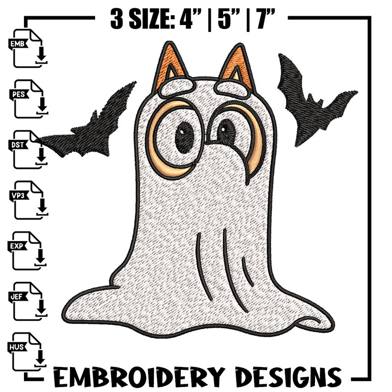 Bingo Ghost Halloween Embroidery design, Halloween Embroidery, cartoon design, Embroidery File, Digital download..jpg