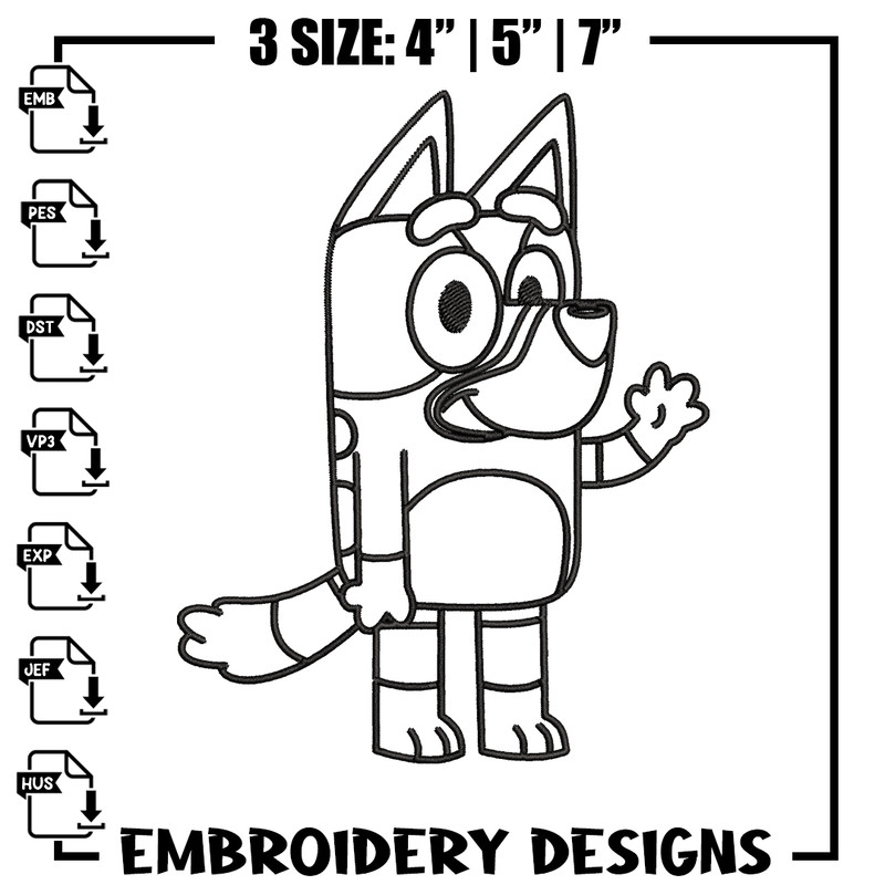 Bluey Coloring Pages Embroidery, Bluey Embroidery, Embroidery File, cartoon design, logo shirt, Digital download..jpg