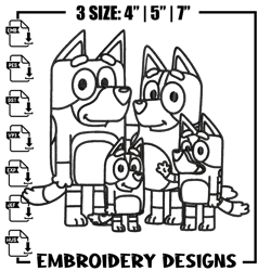 bluey family coloring pages embroidery, bluey cartoon embroidery, embroidery file, cartoon516