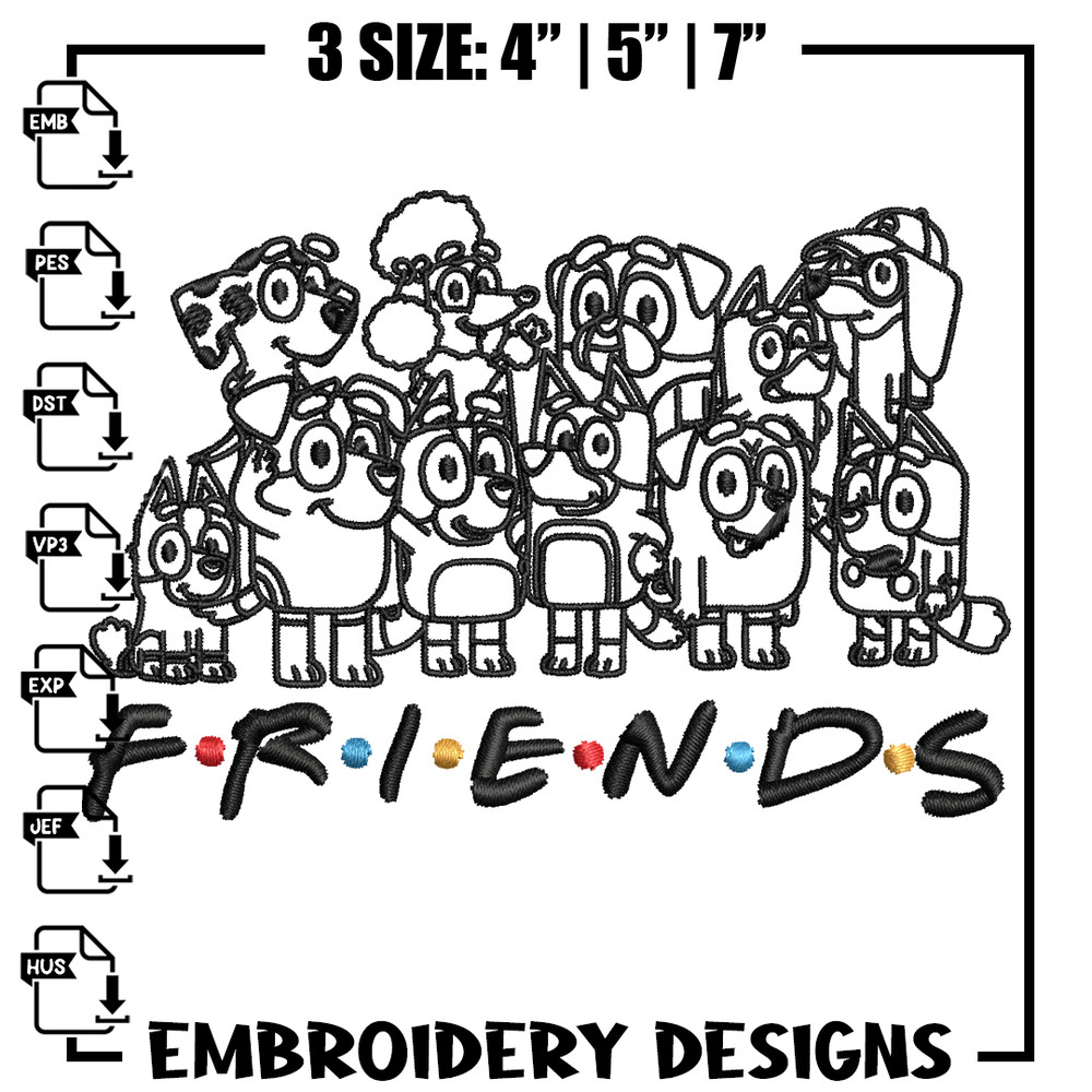 Bluey family Coloring Pages Embroidery, Bluey Embroidery, Embroidery File, cartoon design, logo shirt, Digital download..jpg
