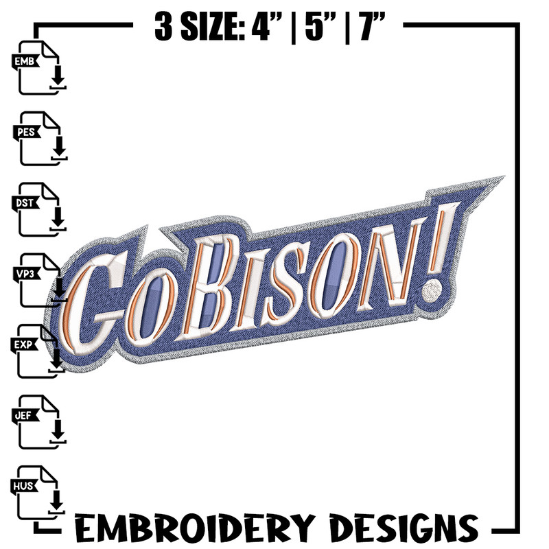 Bucknell Bison logo embroidery design, Sport embroidery, logo sport embroidery, Embroidery design,NCAA embroidery.jpg