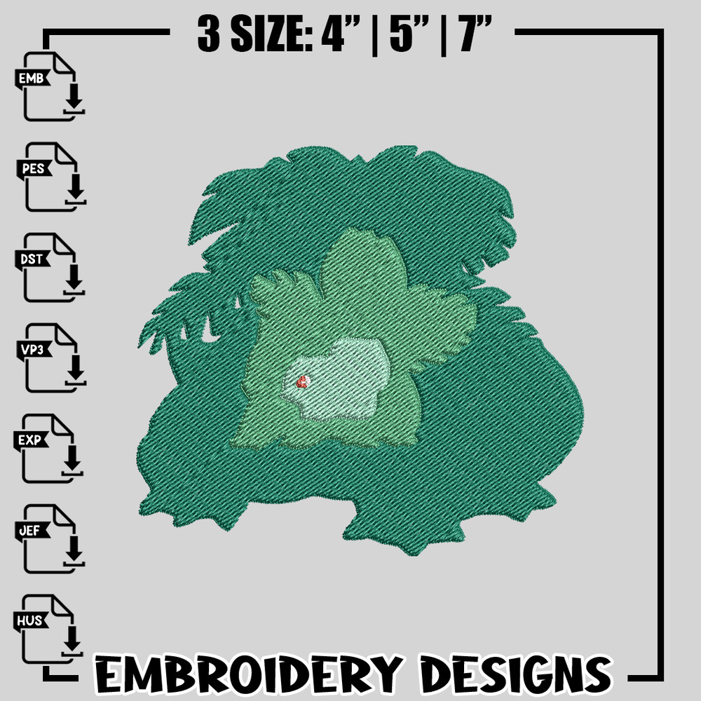Bulbasuar embroidery design, Pokemon embroidery, anime design, logo design, anime shirt, Instant download.jpg